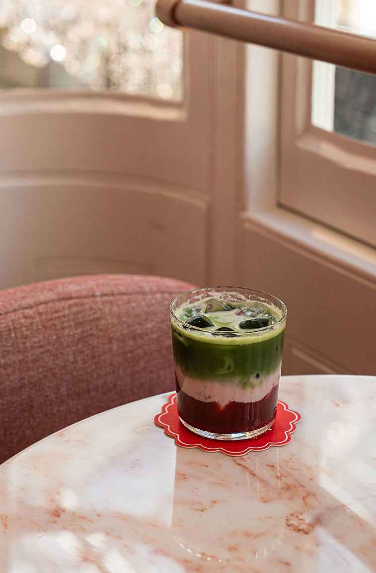 Iced raspberry matcha